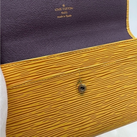 LOUIS VUITTON SARAH PORTE FEUILLE YELLOW OCHRE EPI LEATHER LONG WALLET - Picture 5 of 7